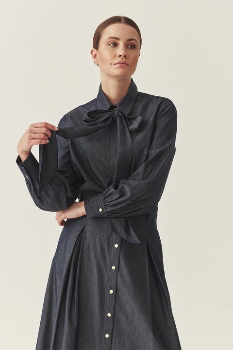 Tatuum, Camasa din bumbac cu funda din panglici, Bleumarin stins