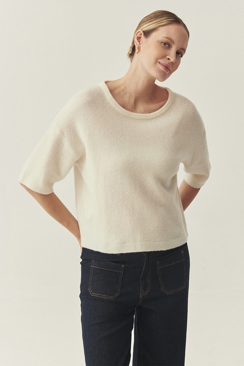Tatuum, Pulover din lana cu maneci scurte, Crem