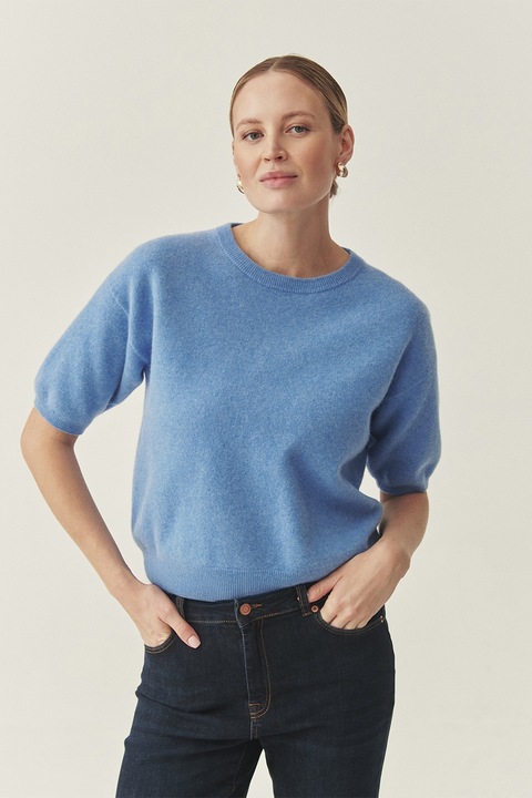 Tatuum, Pulover din lana cu maneci scurte, Albastru azur