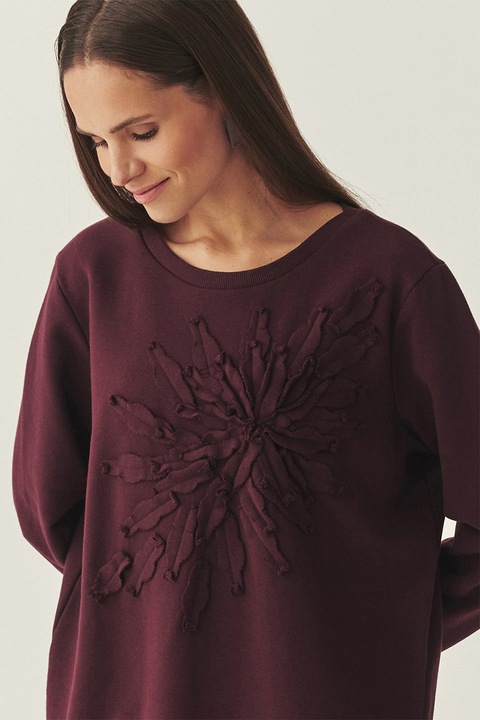 Tatuum, Bluza de trening lejera cu aplicatie florala, Violet tyrian