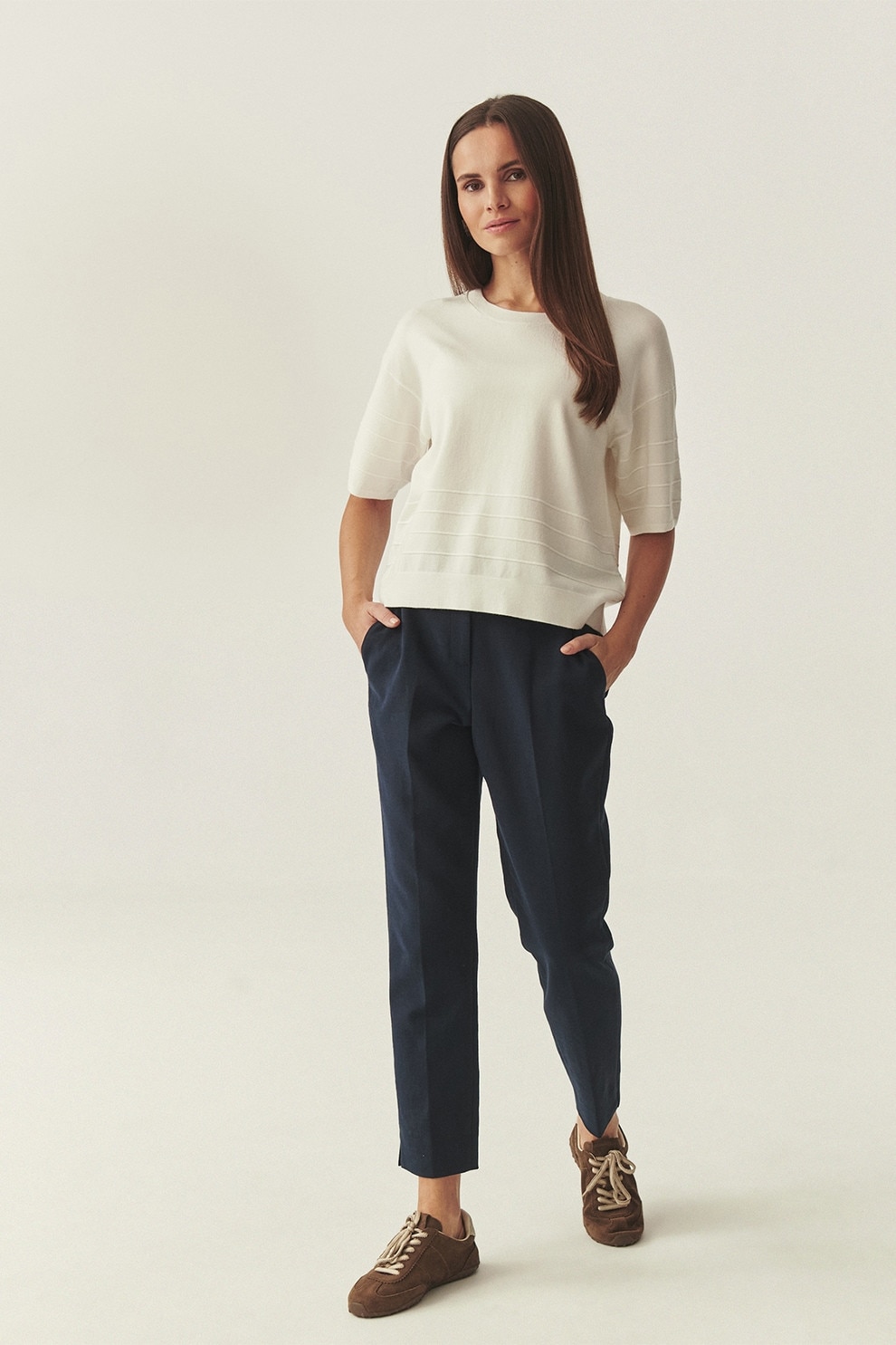 Tatuum, Pantaloni chino crop, Bleumarin, 42 - eMAG.ro