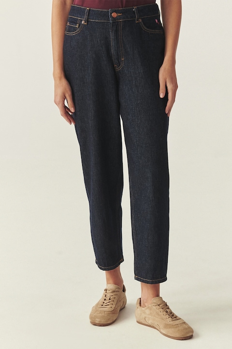 Tatuum, Blugi crop cu croiala barrel, Albastru ultramarin, 36