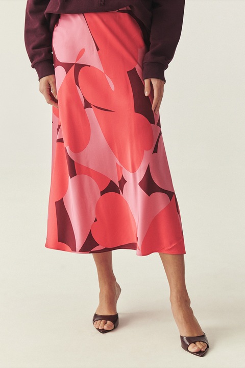 Tatuum, Fusta midi cu model, Visiniu/Roz deschis/Roz aprins