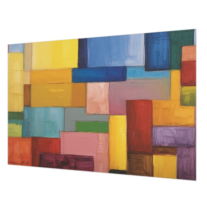 Dekor Tapéta, Wallfluent, Színes téglalapok, Sárga, 152 x 104 cm, Vlies, Öko, 010100060030000284951