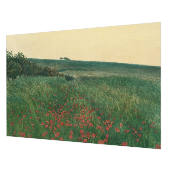 Tapéta Vlies Fali Dekoráció, Wallfluent, Pipacsföldek, Zöld, 208 x 146 cm, Nem Szőtt, Klasszikus, 010100060040000285351