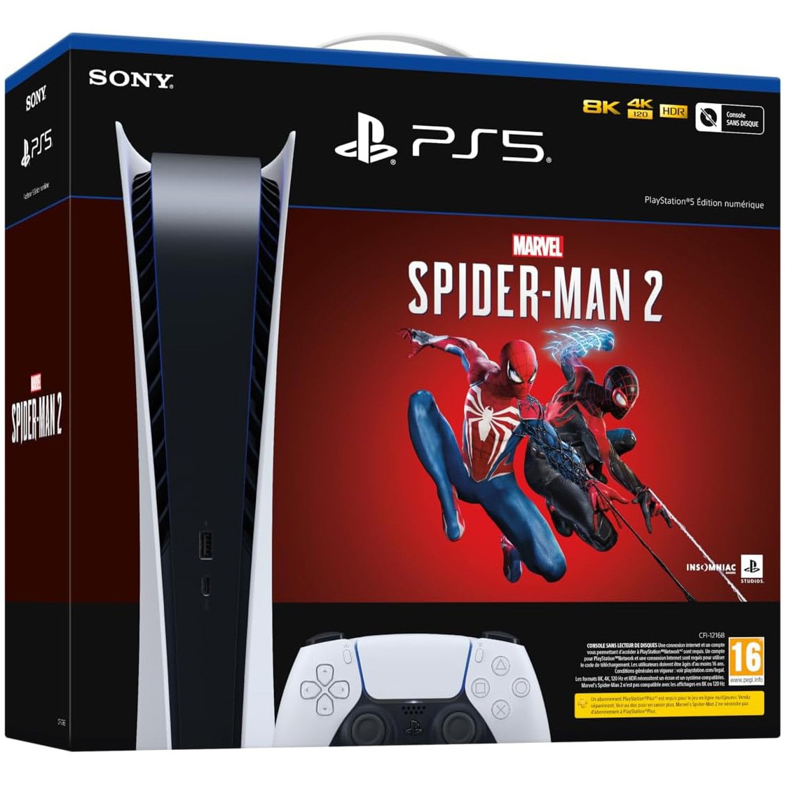 Consola Sony PlayStation 5 Digital Edition, 825GB SSD, C-Chassis, Joc Marvel's Spider-Man 2