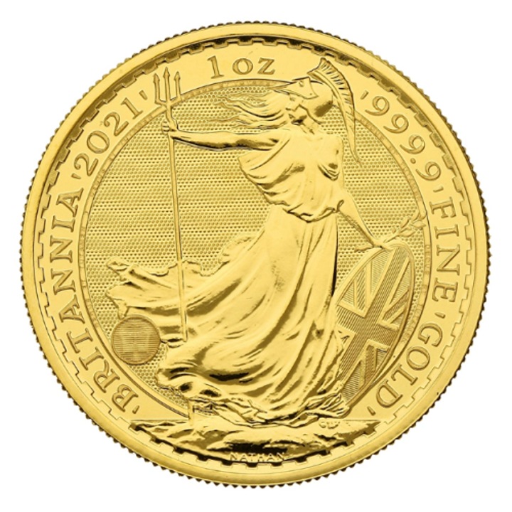 Moneda aur, Britannia, 2021, 1 uncie, 24 K, 31.10 g, puritate 999.9 ‰