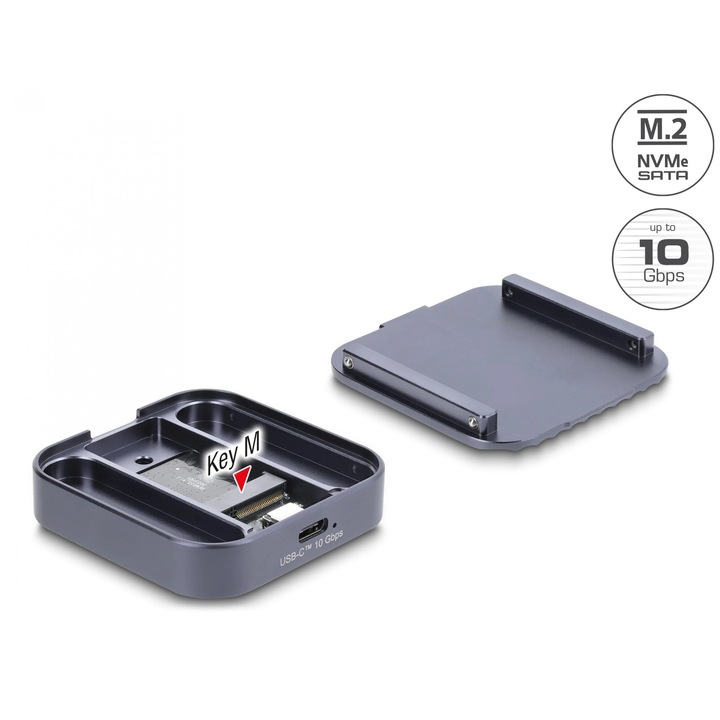 Rack extern magnetic USB Type C 10Gbps la M.2 NVMe/SATA SSD, Delock 42032