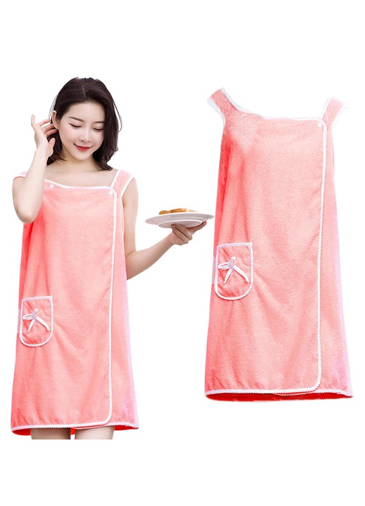 Дамски халат-туника, Optim Solution, 135x80см, розов