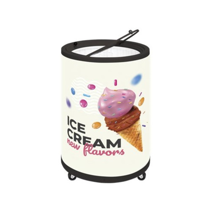 Vitrina pentru înghețată cilindrică TEFCOLD CF78, 1 ușă, 72L, alb, 567x567x830mm