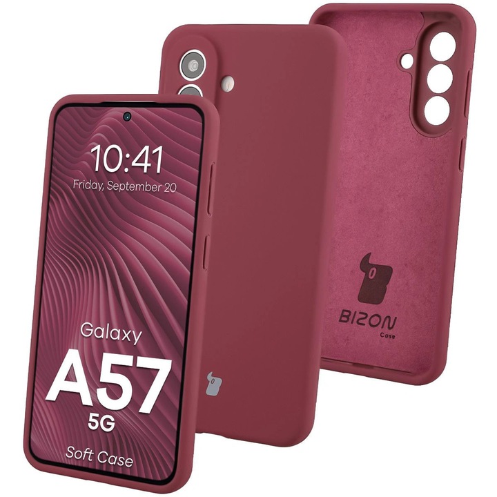 Husa Bizon Soft Case pentru Galaxy A57 5G, rosu inchis
