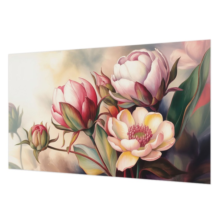 Tapet Vlies Pentru Perete, Wallfluent, Un buchet de flori, Alb, 416 x 254 cm, Decorativ, Pentru Uz Intern, 010100060100000284813