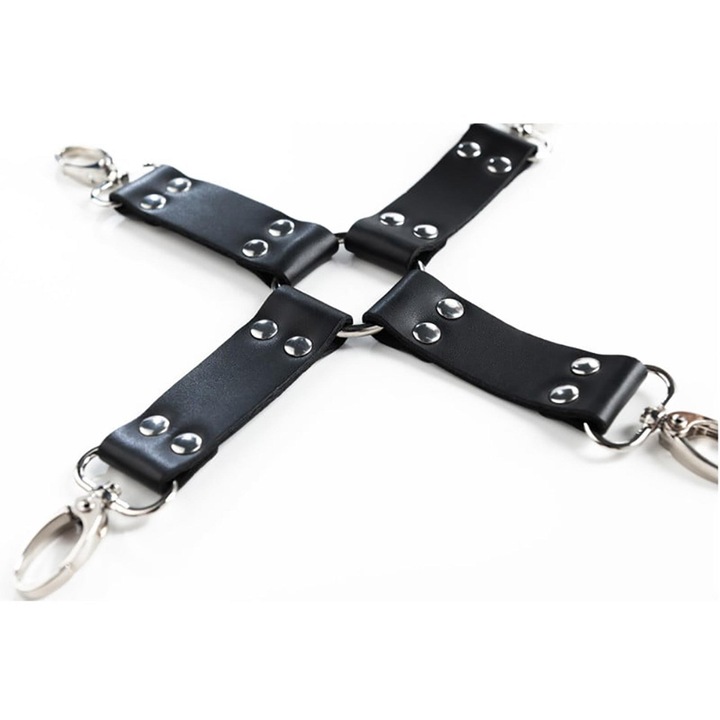 Accesoriu bondage Hogtie, Fantasy, poliuretan si metal, negru