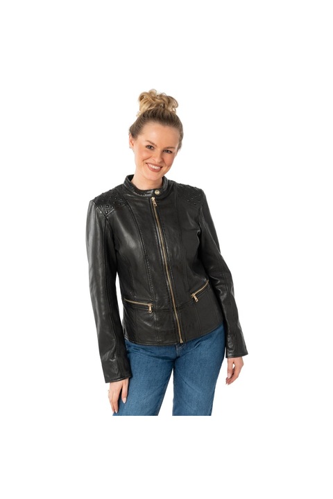 Geaca de Piele Dama Mauritius Neagra MWMakena, Negru