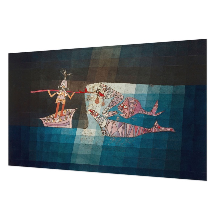 Fototapet Wallfluent, Pescar vanator, Negru, 416x254 cm, Set cu adeziv