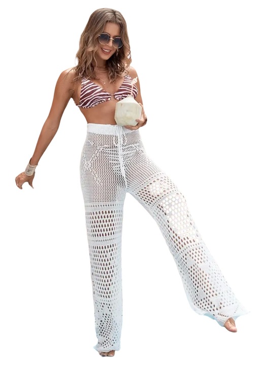 Női strandnadrág, fehér, S méret