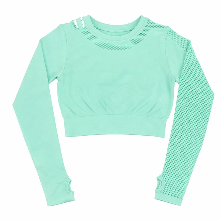 Спортна блуза за жени, ментово зелено, S INTL, еластичен материал