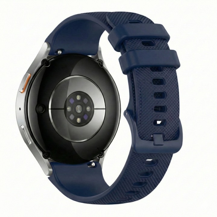 Szilikon szíj, kompatibilis Huawei óra GT2 / GT3 42mm, Samsung Galaxy okosóra 4 / 5 / 6 / 7 / FE, Garmin Forerunner 165 / 245 / 55 / 645, Venu / SQ, Vivoactive 3 / 5 / Music, Amazfit Bip, GTR 42mm, GTS 2 / 3 / 4 / Mini, BEST ACCESSORIES, 20mm, sötétkék