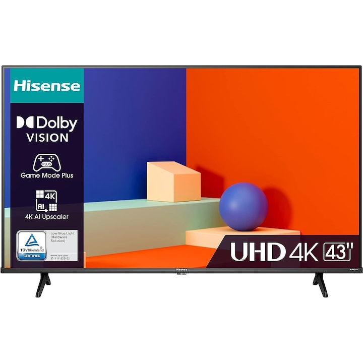 Телевизор Hisense 43E63KT, Smart TV, 4K UHD, 108 cm, вграден Wi-Fi, HDR
