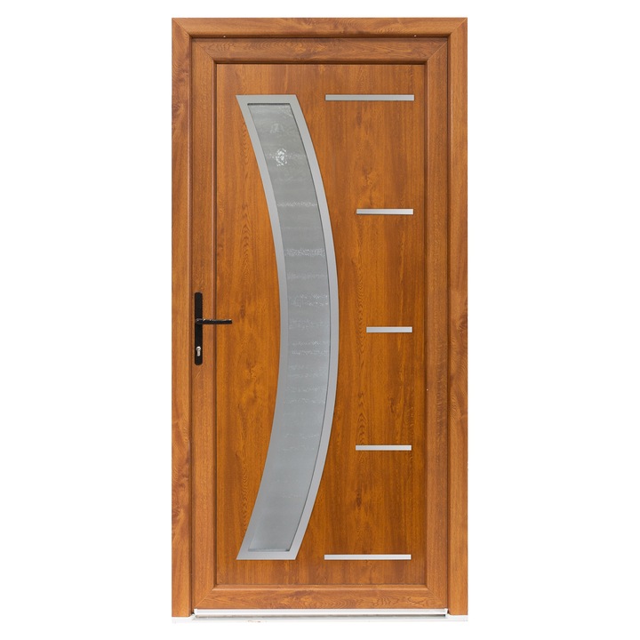 Usa exterior PVC GALIA, profil Klass, 980x2000 mm, deschidere stanga, alb stejar auriu