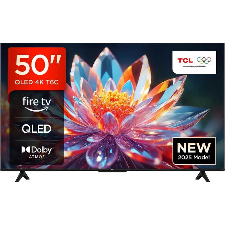 Телевизор TCL 50T6C QLED Smart TV, 50 инча, 4K UHD, HDR10+, Fire TV OS, 127 см