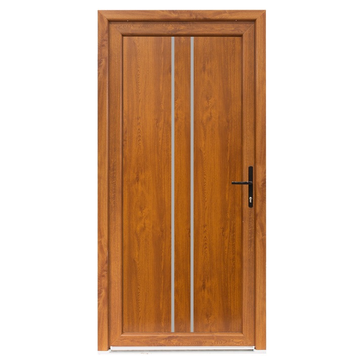 Usa exterior PVC OLIVIA, profil Klass, 980x2000 mm, deschidere dreapta, alb stejar auriu
