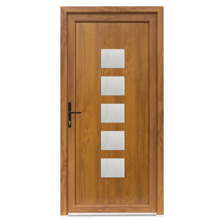 Usa exterior PVC MIA, profil Klass, 980x2000 mm, deschidere stanga, stejar auriu