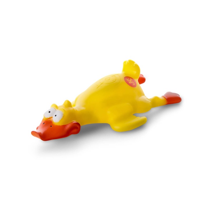 Jucarie pentru Caini, Rata din Vinil cu Sunet, (25 cm) JK, Tinta pe spate, durabila si amuzanta care stimuleaza joaca