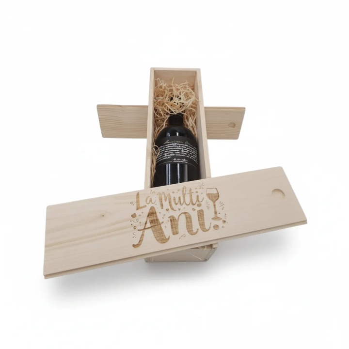 Pachet Cadou Vin Alb Sec Liliac Private Selection Sauvignon Blanc 13%, 0.75L, Cutie De Lemn Personalizata
