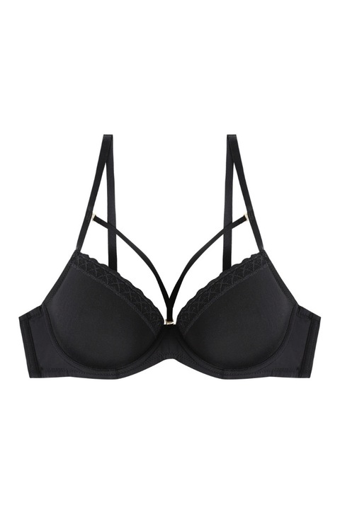 Szuper push-up melltartó apró csipke részlettel, fekete