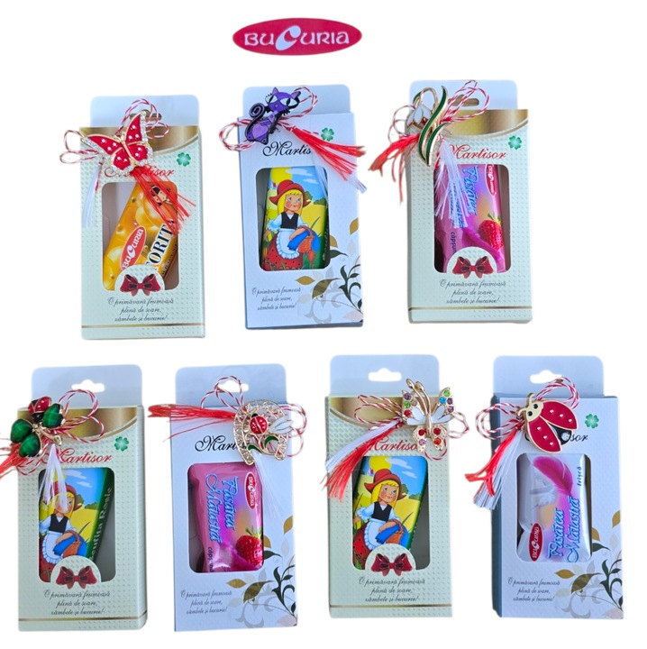 Set Corporate 10 Martisoare Elegante cu Bomboane Bucuria