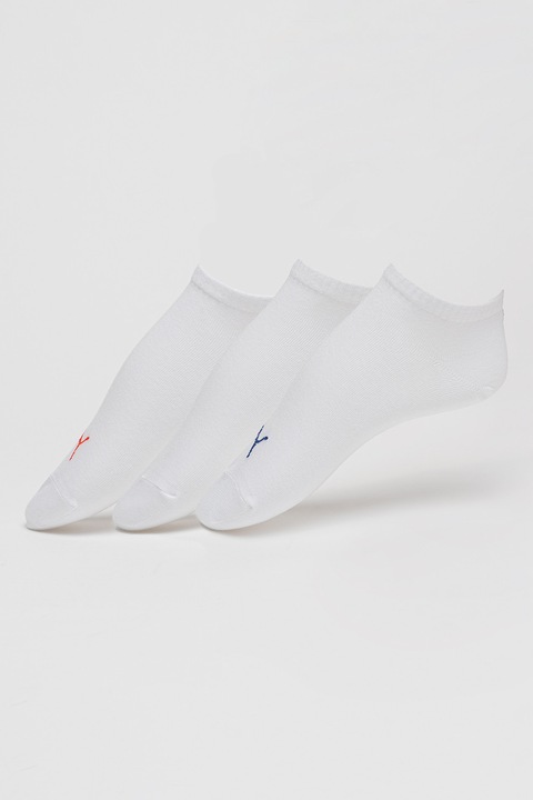 Puma, Set de sosete scurte unisex din amestec de bumbac - 3 perechi, Rosu/Alb