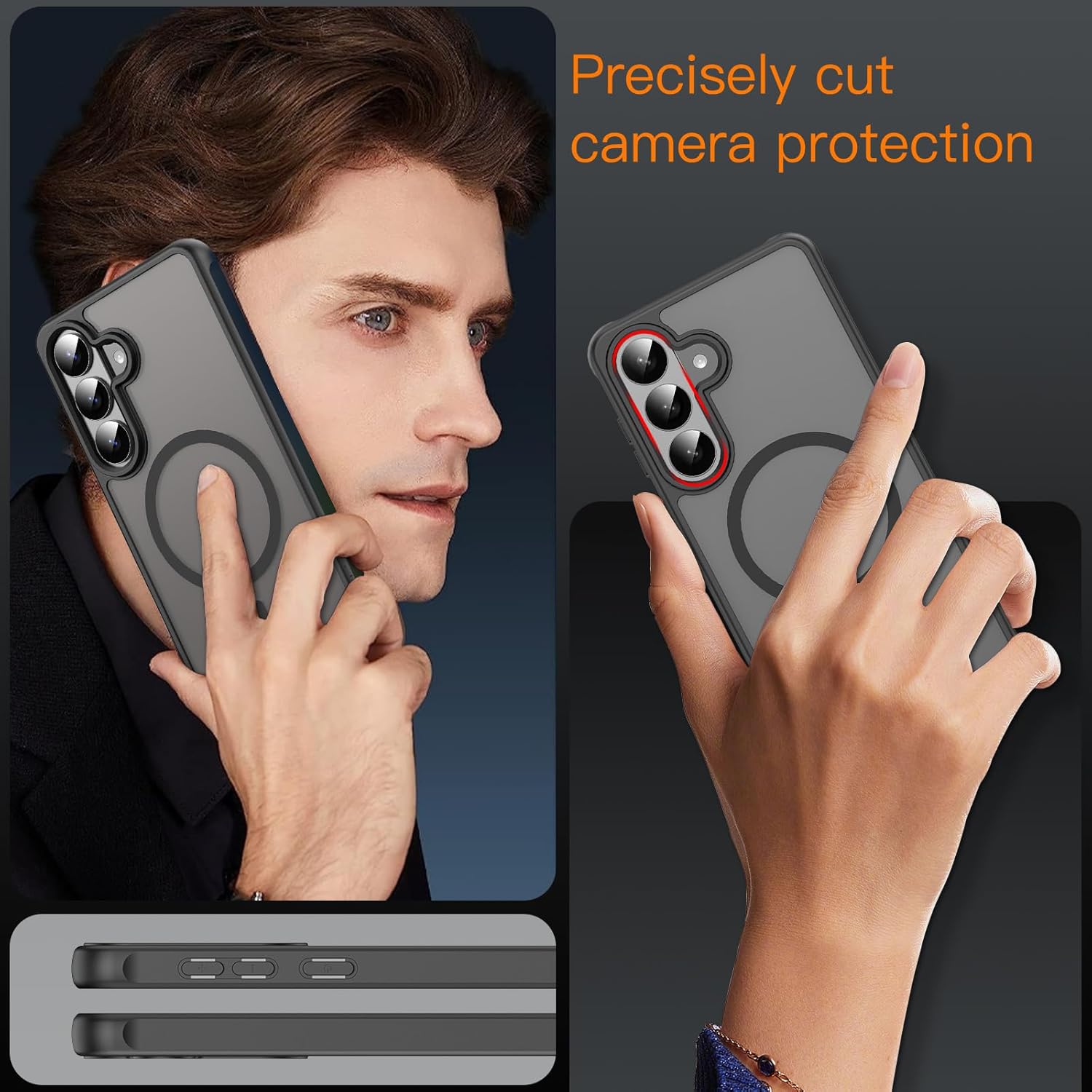 Husa Matte MagSafe pentru Samsung Galaxy S26, protectie completa, contur Negru