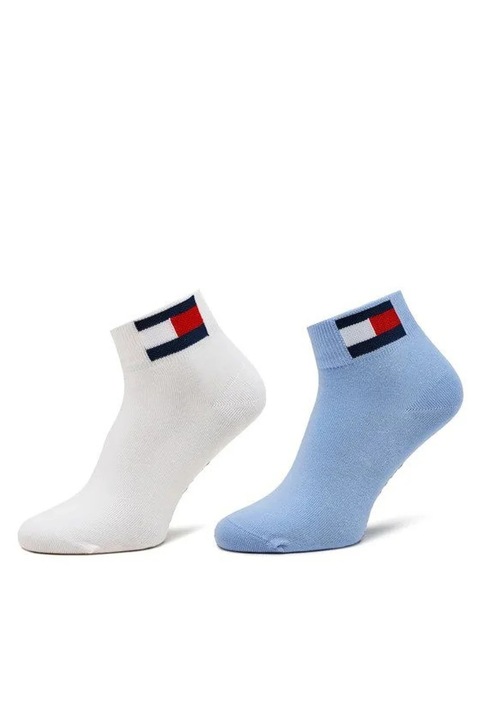 Set 2 perechi scurte unisex Tommy Hilfiger model 701228223, Albastru deschis | Alb
