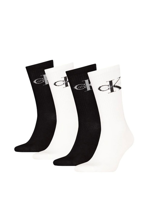 Set 4 perechi sosete lungi Calvin Klein, Alb, Negru, Alb | Negru, 39-45