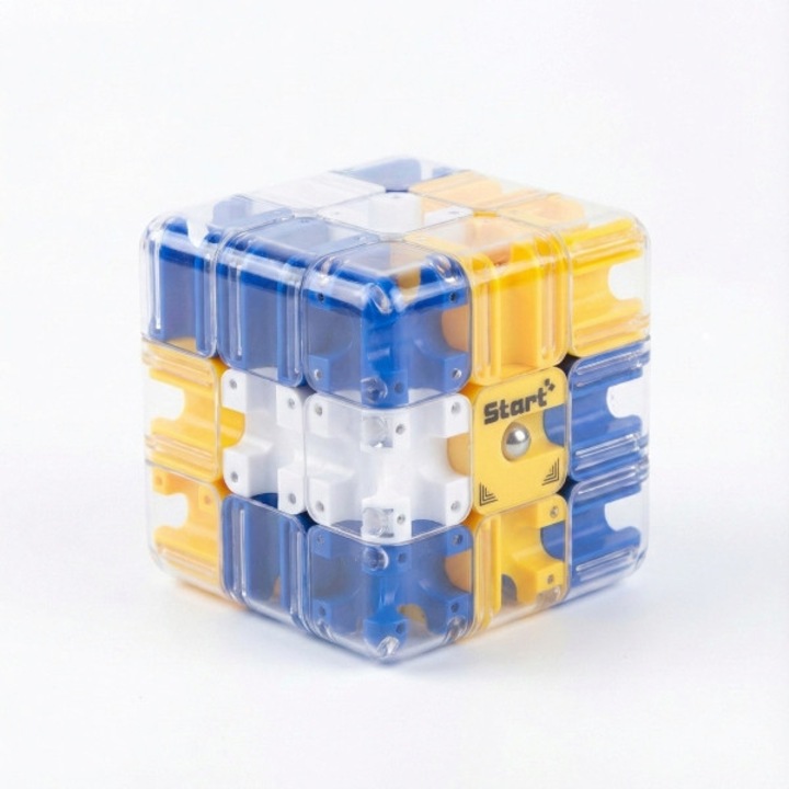 Logikai játék, kézi kocka, fejleszti a problémamegoldó készségeket, javítja a kéz-szem koordinációt, tartós, átlátszó műanyagból, kis méret, ideális utazáshoz - THINKCUBE kék JOJOY®