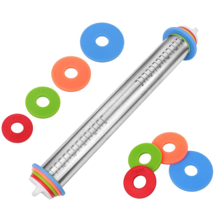 Регулируема точилка от неръждаема стомана за идеална дебелина на тестото, лесна за почистване и подходяща за съдомиялна машина, за приготвяне на сладкиши, пайове, пици, тестени изделия и много други лакомства, 43 см - THICKROLL HOME & MARKER®