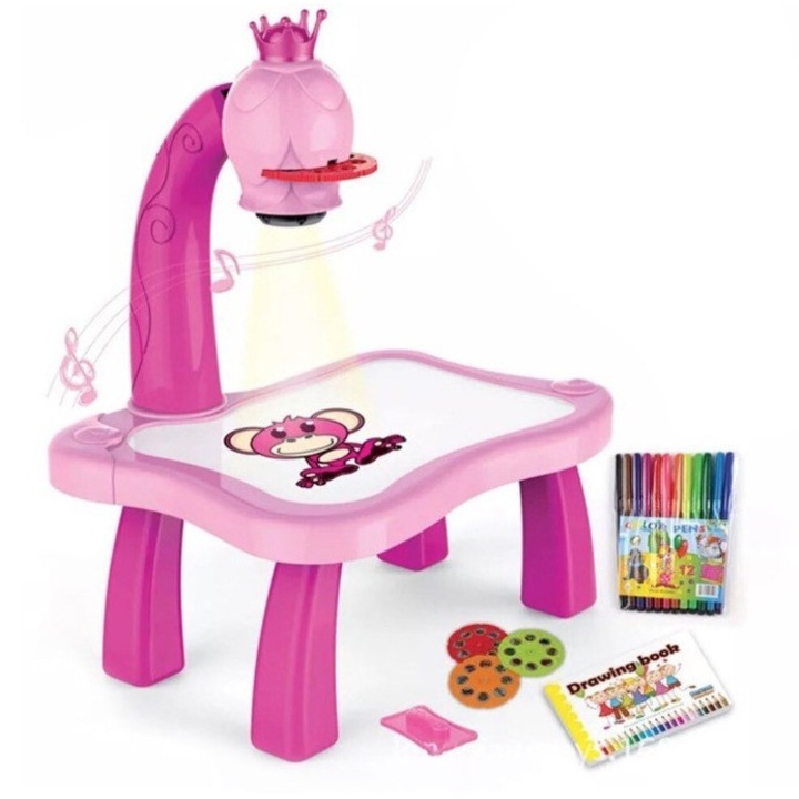Masuta de Desenat Roz cu Proiector si Diapozitive