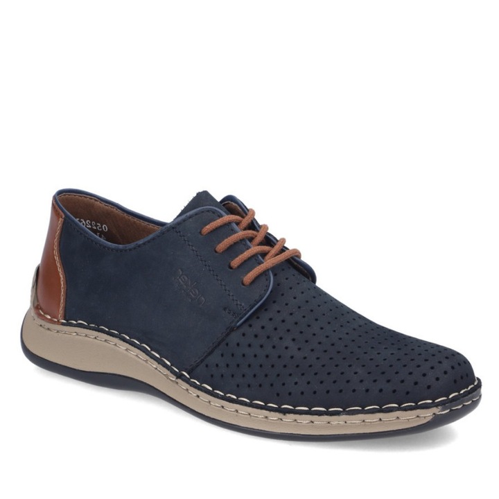 Rieker Rieker férfi fűzős kék perforált bőr félcipő extra széles 05226-14