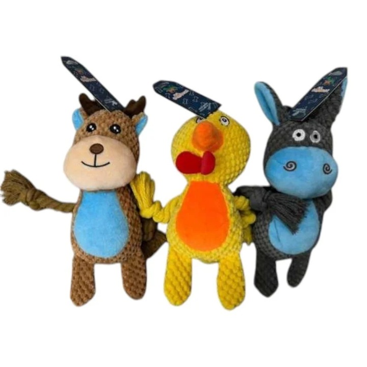 Set 3 jucarii de plus pentru caini, Animale, diverse culori