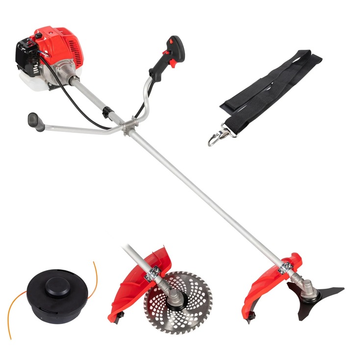 Motocoasa pe benzina Wertcraft AGR BC-5200, 2.2 CP, 52 cc, Tambur cu fir, Disc 3T, Curea sustinere
