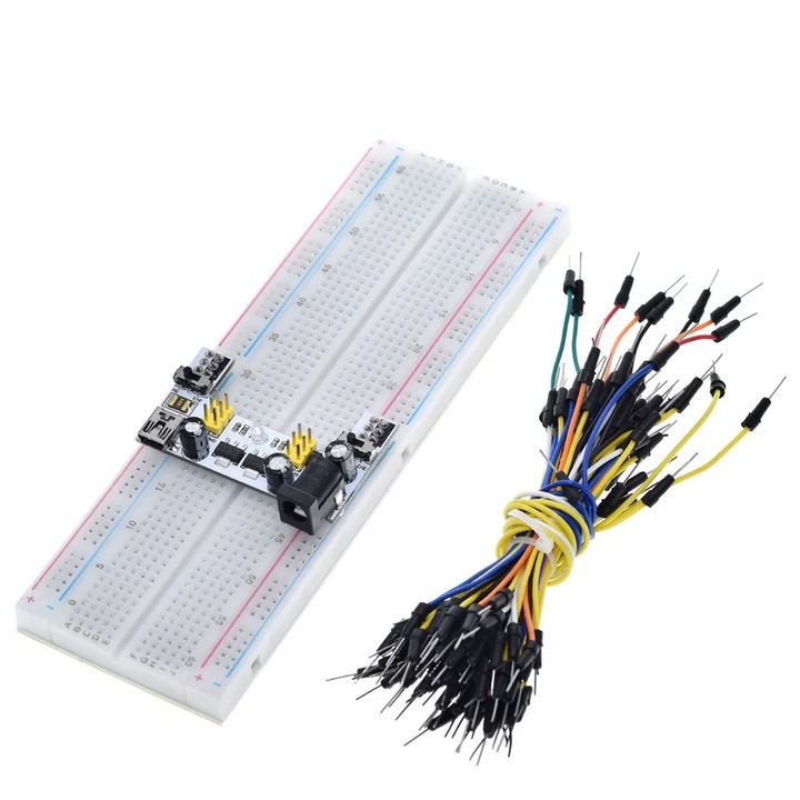 Модул за захранване на макетна платка MB102 с макетна платка 830 точки и 65 свързващи проводника
