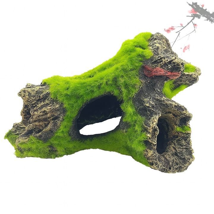 Decor Acvariu din Rasina cu Plante – Ornament Natural 16x10x7cm, Non-Toxic si Usor de Instalat