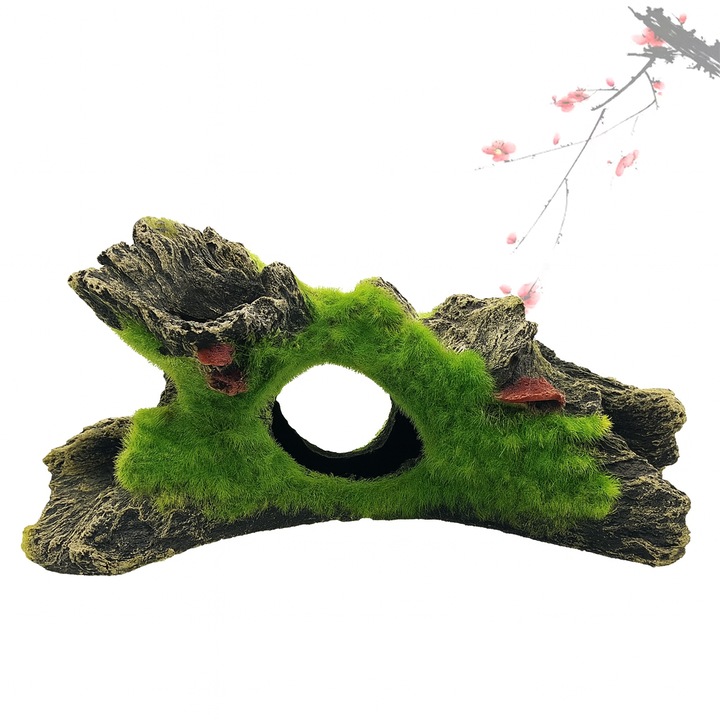 Decor Acvariu din Rasina cu Plante – Ornament Natural 15x5x7cm, Non-Toxic si Usor de Instalat
