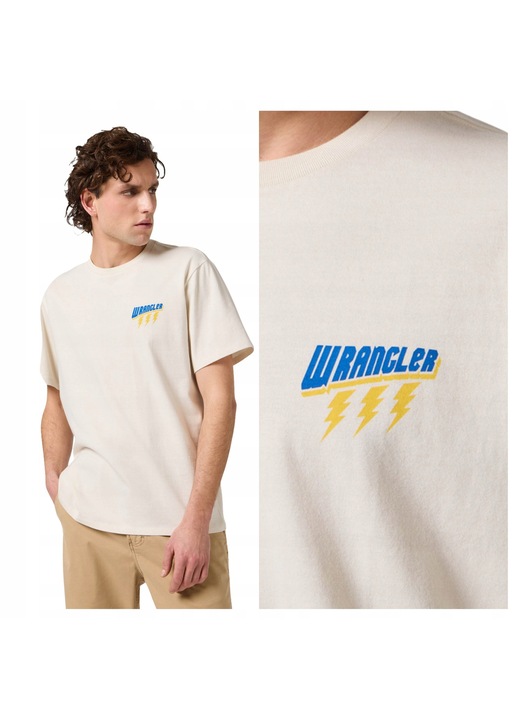 Мъжка тениска, Wrangler, Small Graphic Tee, Стандартна кройка, Кръгло деколте, С лого, Класически дизайн, Къси ръкави, Памук, Бежов, Бежов, XL