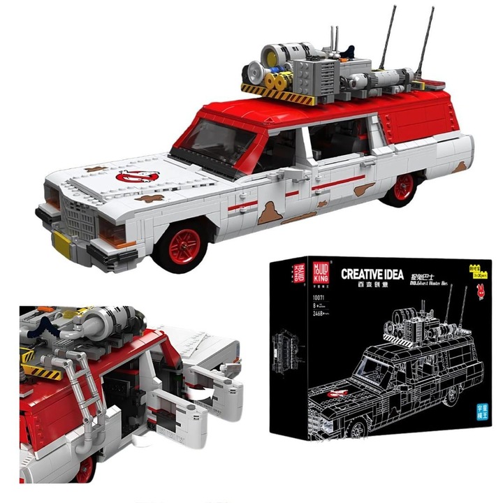 Set de construcție Mould King 10071 Autobuz vânător de fantome, 2468 piese, 47,5x18,5x20,8cm, plastic ABS, 8+