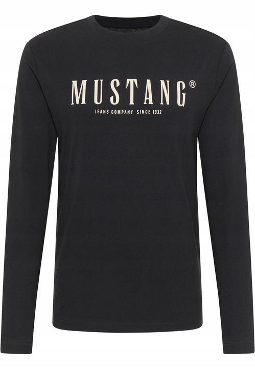 Tricou Barbati, Mustang, Asheville, Regular Fit, Decolteu Rotundwqfd, Cu Logo, Design Clasic, Maneci Lungi, Bumbac, Negru, Negru