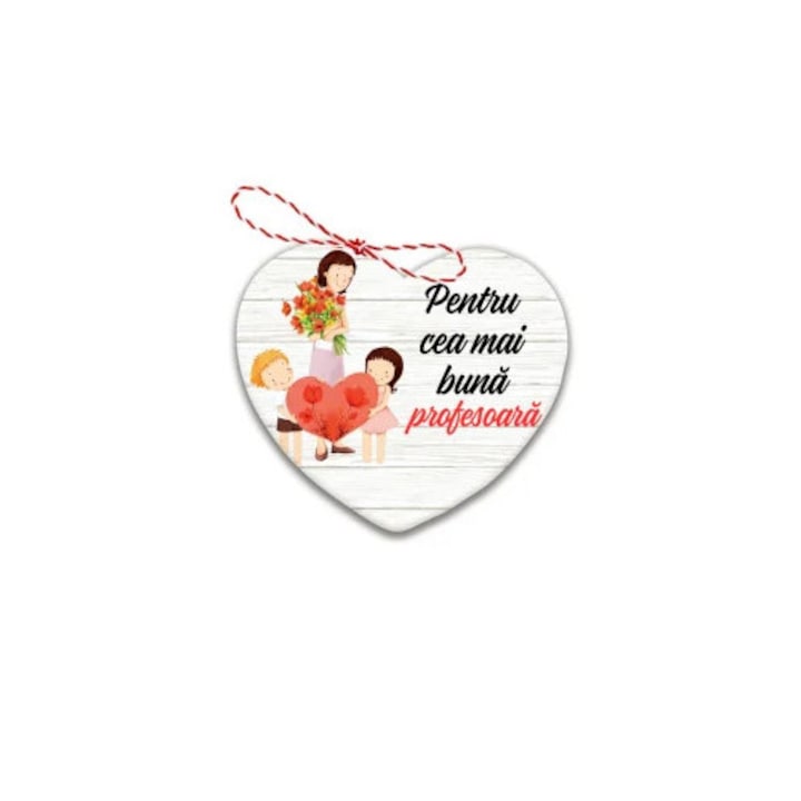Martisor pentru profesoara, lemn, 5 cm, multicolor