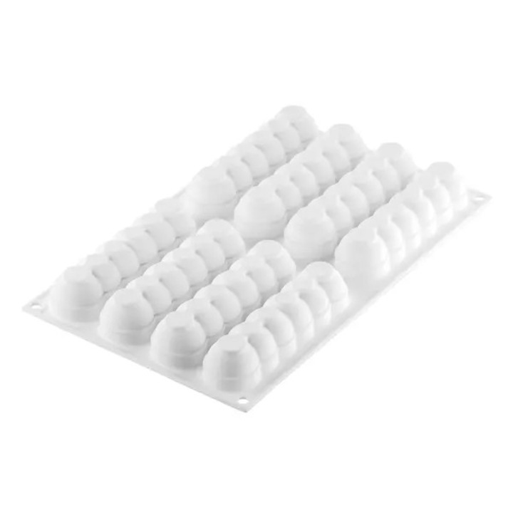 Forma din silicon pentru monoportii Silikomart Truffle Eclair 75, 8 Cavitati x 75ml, 130x31x28mm + decupator inclus