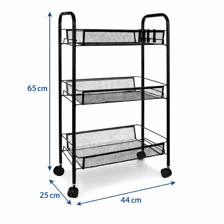 Raft Mobil de Bucatarie Ruhhy 24749 cu 3 Polite si Roti